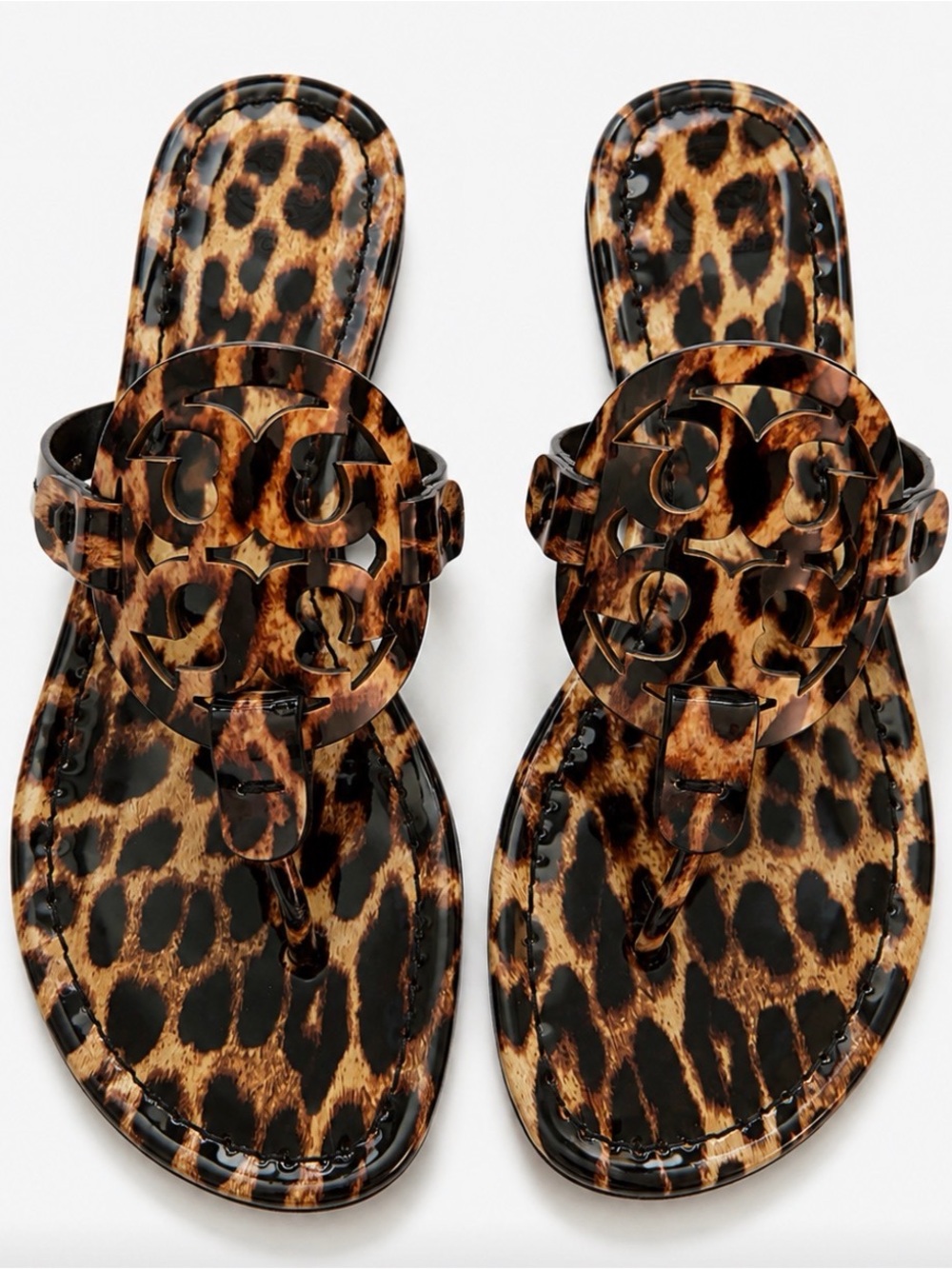Tory Burch Leopard Print Thong Sandals - Brown/Black